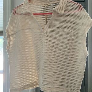 NWT. Crochet polo shirt by Madewell, size M. 100% cotton. Bone/cream color